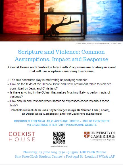 Cambridge Inter-Faith Programme 'Scripture & Violence' Event at LSE Faith Centre, 2019's image